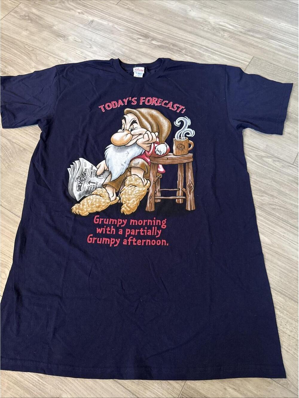 Disney Shirt Unisex Blue Grumpy Snow White Forecast Long Graphic Sleep Tee